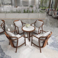 Modern Living Room Chair Wood Leather Leisure Chair with Armrest Solid Restaurant Table Chairs Furniture