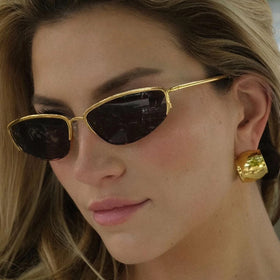 J&D Jewelry 18K Gold Plated Earrings Stainless Steel Chunky Wide CC Hoop Earring for Women