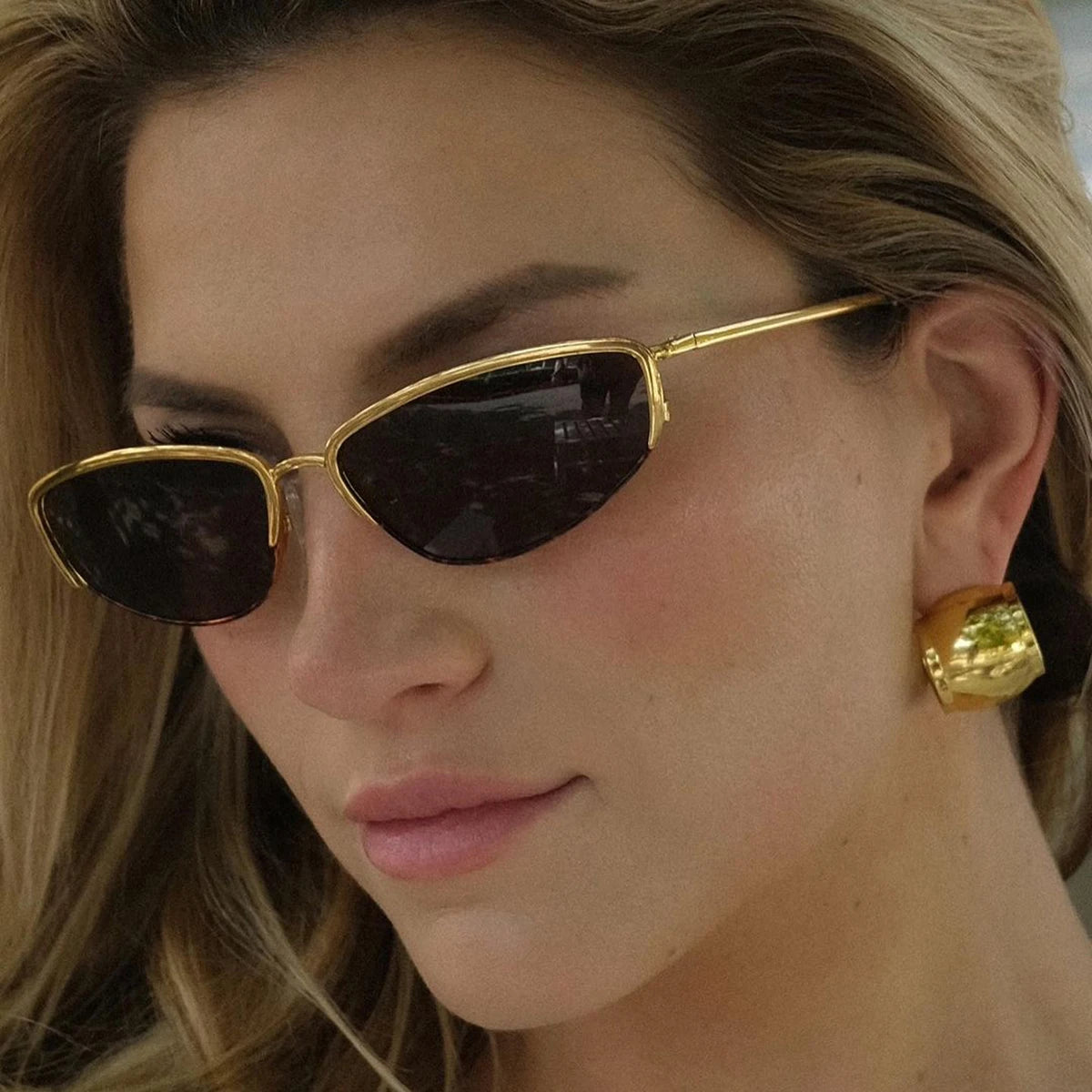 J&D Jewelry 18K Gold Plated Earrings Stainless Steel Chunky Wide CC Hoop Earring for Women