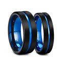 OAHLAN Tungsten Carbide Rings 4/6/8mm Mens' Wedding Band Black Plated Blue Grooved Matte Finish for Men Women Fashion Jewelry