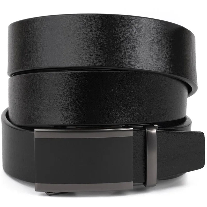 Genuine Leather Cowhide Belt Man Automatic Buckle Ratchet Belts for Men LQbelt Factory Waistband Wholesale Custom LOGO