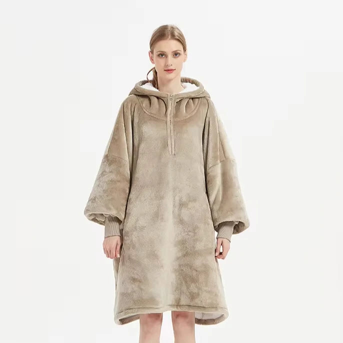 Original Factory Hooded Giant Wearable Sweatshirt Custom Flannel Fleece Sherpa Oversize Blanket Hoodie with Zip
