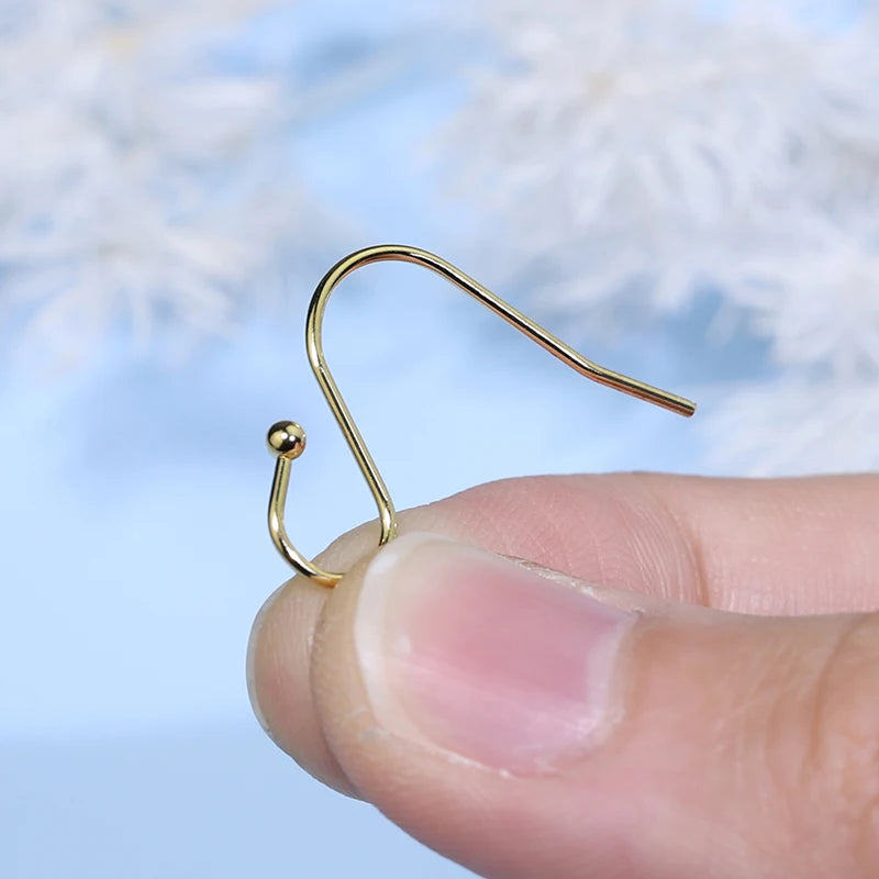 Stainless Steel 316L Gold-plated Ear Wires Semi-finished Handmade Jewelry Earring Hook Accessories End Beads Ear Hooks
