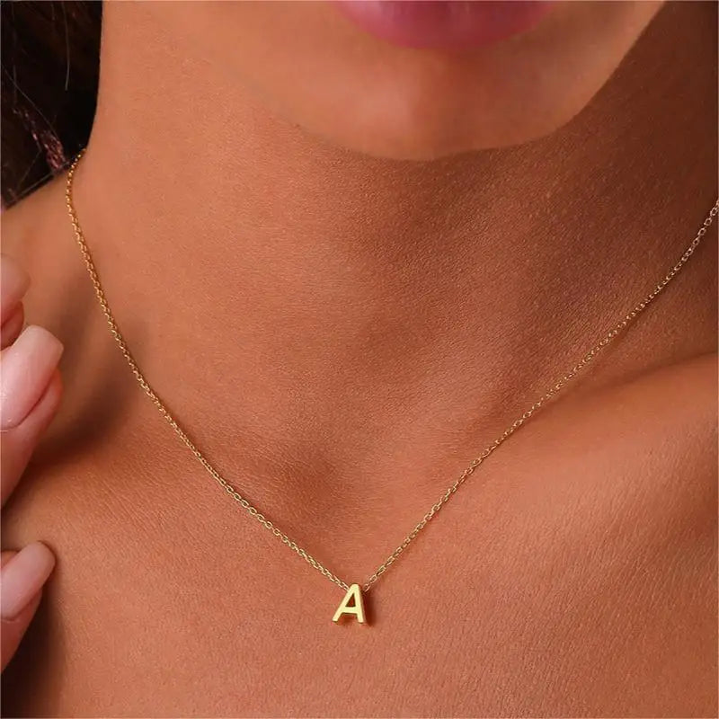 1.8mm Small Hole Link Chain Stainless Steel Beads Gold Letter Mirror Polished 26 English Letters A-Z Trendy Fashionable
