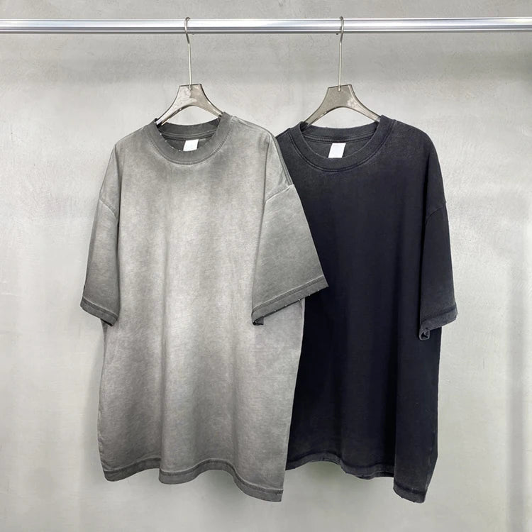 Wholesale Unisex Vintage Washed 100% Cotton T Shirt Custom logo Oversized Heavyweight Acid Washed Crew Neck T Shirts