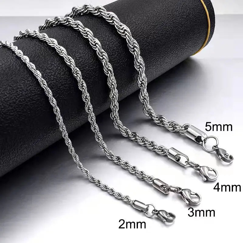 Dainty Twist Chain Necklace Accessories Multisize Stainless Steel Long Chain Jewelry for Women Men