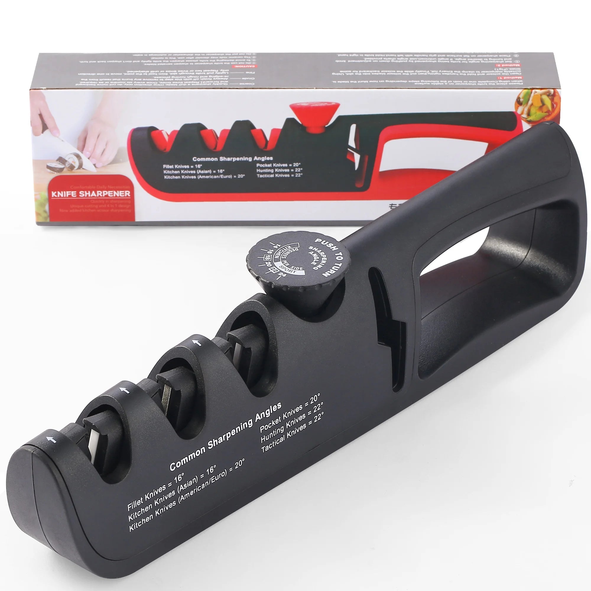 Professional Knife Sharpener 4 Stages Kitchen Sharpening Stone Multi-functional Scissors Knife Sharpener with Color Box