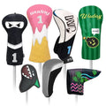 Custom Embroidery Printing Custom Design PU Leather Ninja Golf Driver Headcover Fairway Hybrid Shark Iron Beach Blade Putter