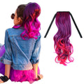 18" Synthetic Hair Wavy Tie up Ponytails Hairpiece Extensions Clip in Pony Tails Rainbow Ombre Curly Ponytail for Kids