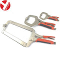 C Type Locking Plier Set with Movable Jaw Pads Serrated Surface Anti-Slip Plastic Handle-for DIY Welding Carbon Steel Material MegaBDM