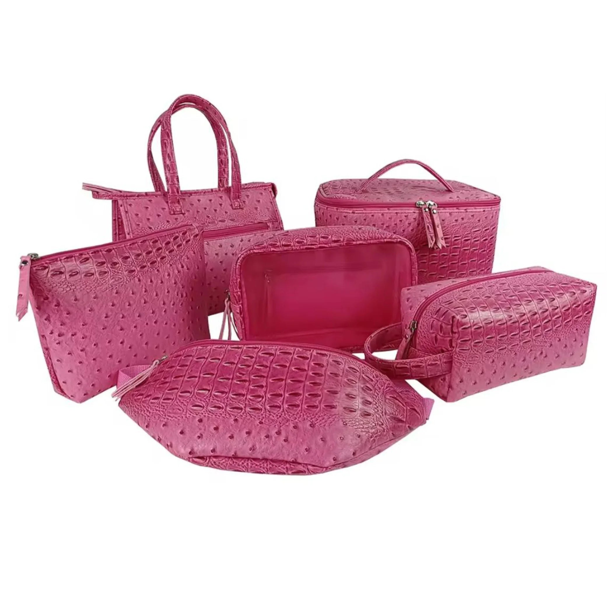 Wholesale Large Capacity Portable PU Leather Makeup Bag Set Fashion Zipper Closure with Letter Pattern Waterproof and Durable