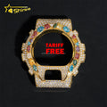 New Arrival  Custom Colorful Moissanite Watches Case Fashion 925 Silver 18K White Gold Plated Iced Out Diamond Watches Bezel