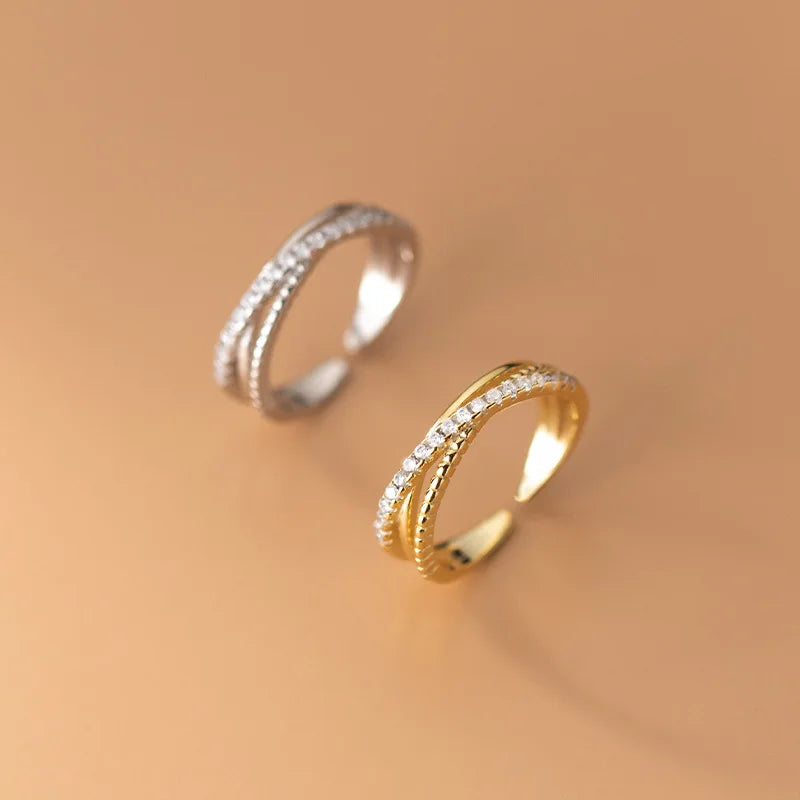 Unique Fashion Stylish Design 925 Sterling Silver CZ Pave Brief S925 Finger Ring Jewelry Women J9510