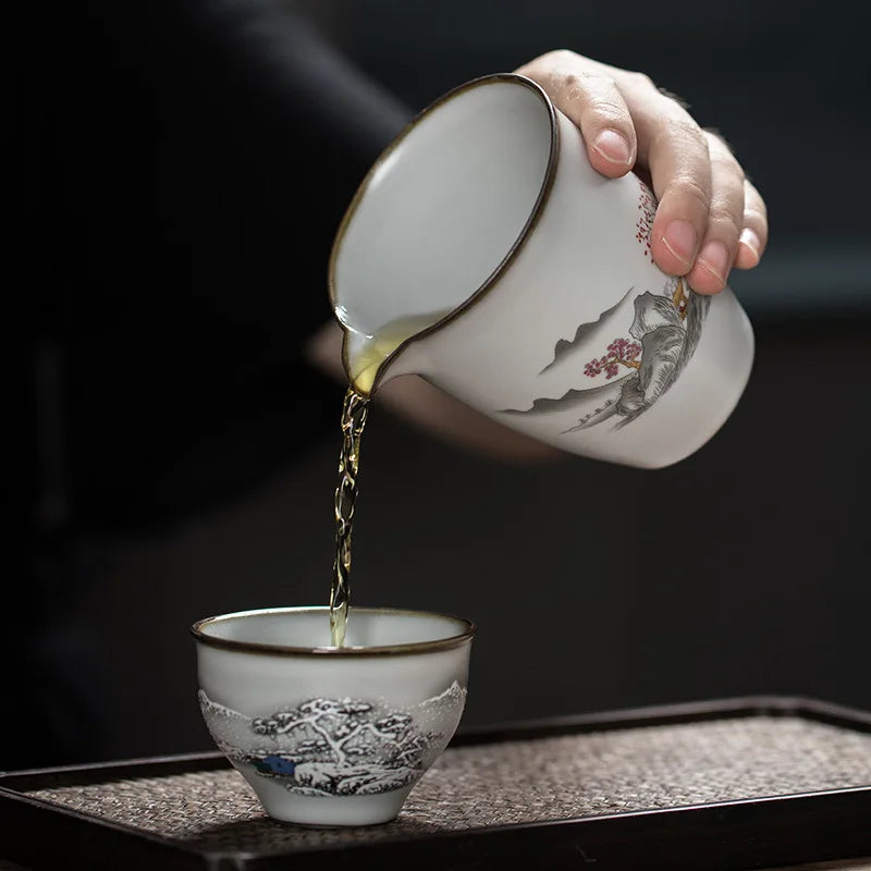 Ru Ware Utensils Tea Filter Pitcher Tea-soaked Crack Pattern Strainer Tea Pitcher Kung Fu