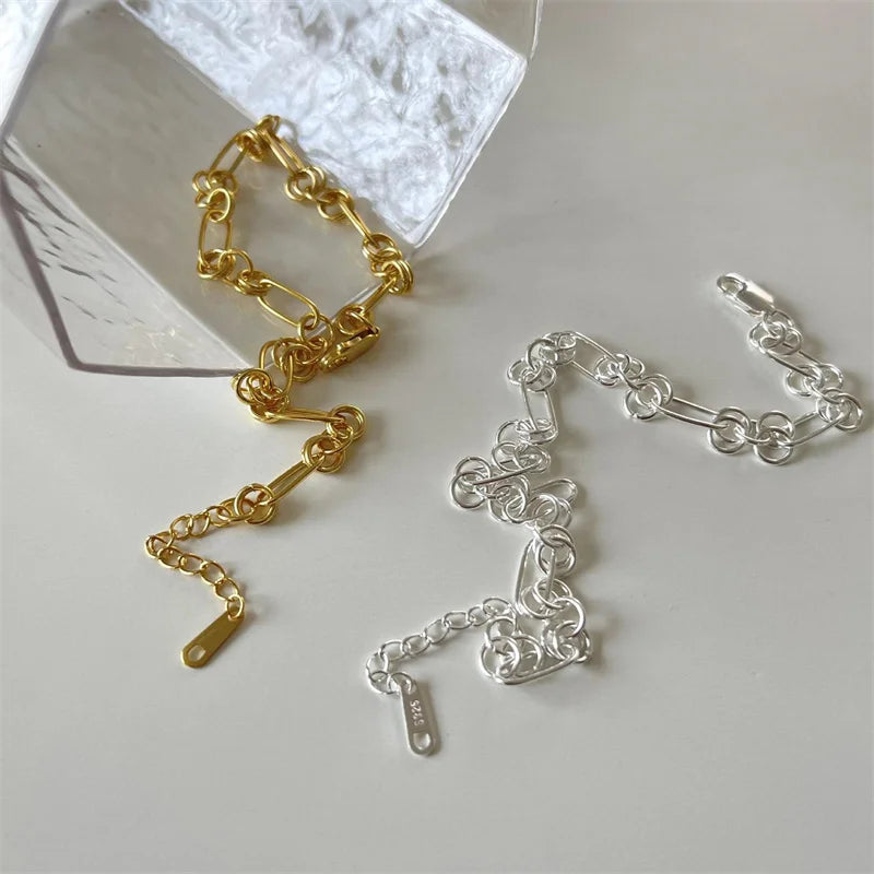 Fashionable 925 Sterling Silver 18K Gold Plated Fine Link Chain Bracelet 18k Gold Plated Layer Link Bracelet