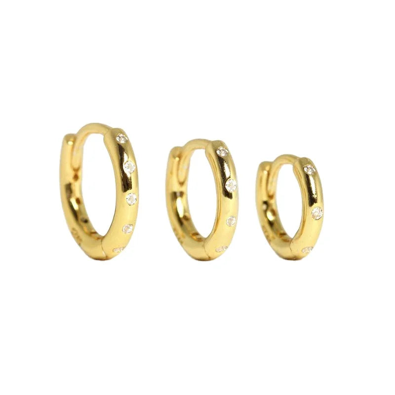 Joolim Jewelry 18K Gold Plated Simple Huggie 925 Sterling Silver Hoop Zircon Earring  Fashion Jewelry Wholesale