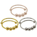 2023 Hot Sale Double Layer Rotatable Round Bead Ring Stainless Steel Ring Meaningful Relief Rings for Women Men