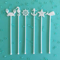 Whale Stir Sticks Colored Acrylic Nautical Drink Stirrers Plastic Coffee Beverage Stirring Stick Summer Coastal Swizzle Sticks