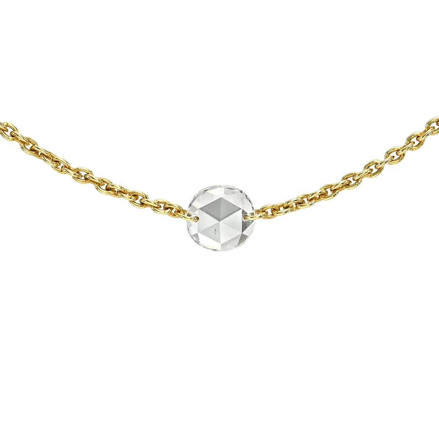 LOZRUNVE 925 Sterling Silver Simple Solitaire Shinning Diamond Link Chain Necklace Choker Women
