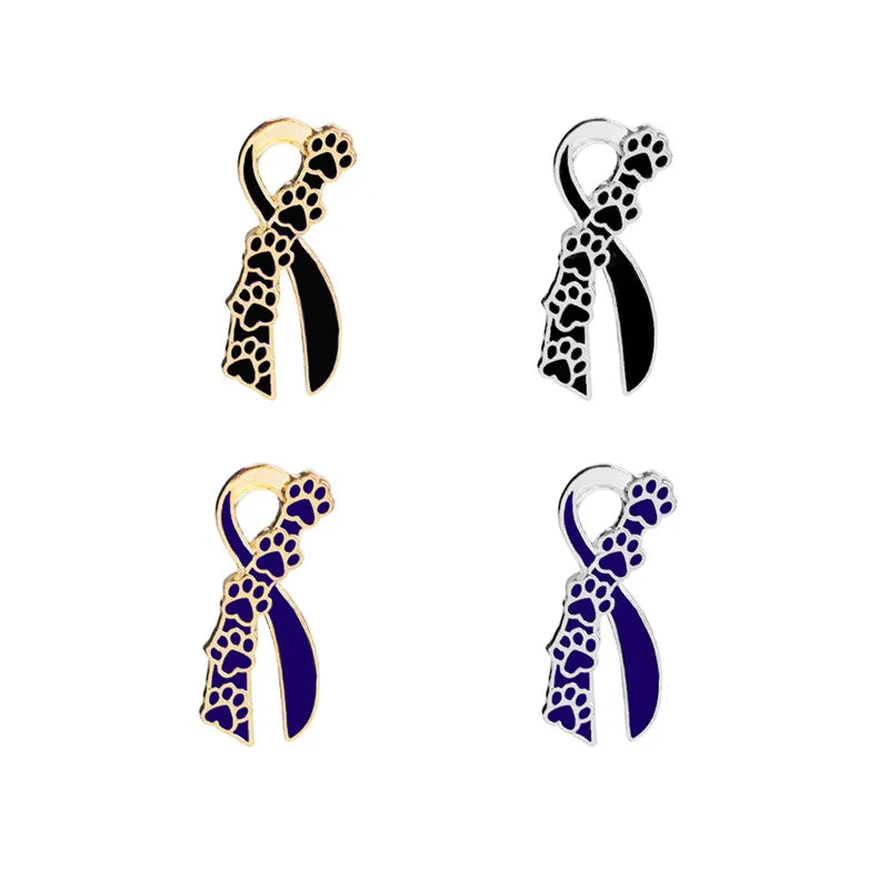 Cute Cats Dogs Pet Paw Prints Bow Tie Ribbon Bowknot Brooch Enamel Pin Fashion Lapel Coat Badge Men's Button Pins Jewelry Gifts