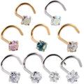 20G Stainless Steel Twisted Gold Color Nose Studs Screw Ring Body Piercing 4 Shapes Zircon Nostril Jewelry Unisex Wholesale