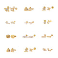 Simple Minimalist Tiny Bone Stud Piercing Jewelry Lighting Evil Eye CZ T-bar Ear Bone Clip Stud Earrings Gold Plated Earrings