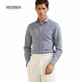 Wholesale Men's Spring New Top Blue Plaid 100% Cotton Dress Shirt with Long Sleeves Casual Slim Men's Casual  Shirt