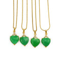 Silver Gold Plated Stainless Steel Jewelry Mama Green Jade Heart Pendant Necklace for Women