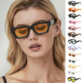 DL GLASSES Retro Concave Small Frame Square Women PC Frame UV400 Sunglasses Blue White Pink Trendy
