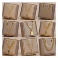 Trendy Multi Layer Necklace Stainless Steel 18k Gold Plated Layer Chain Pendant Necklace Jewelry for Women