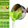 Kitchen Accessories Plastic and Stainless Drain Basket Pot Side Drainer for Wash Rice Fruits Noodles and Vegetables