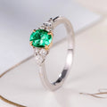 Factory Custom Natural Emerald White Diamond 18K Au750 Gold Ring