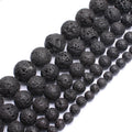 Hot Selling 4/6/8/10/12/14MM Natural Black Lava Volcanic Stone Beads for Jewelry Accessories DIY Bracelet