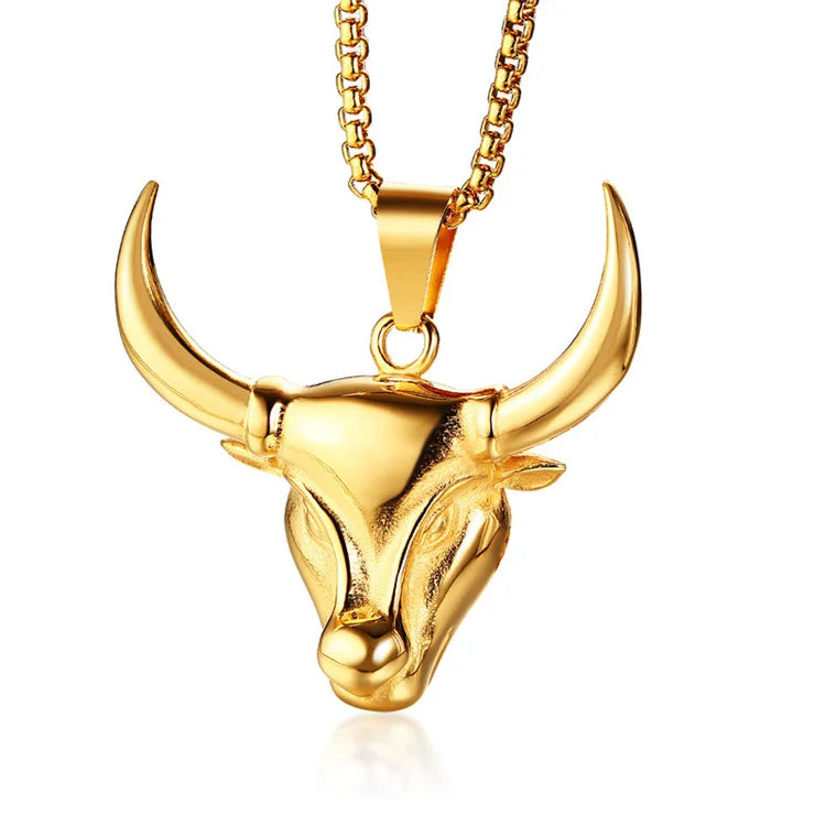 Fashion Bull Head Bone Pendants Stainless Steel Men Hip Hop Necklace Jewelry