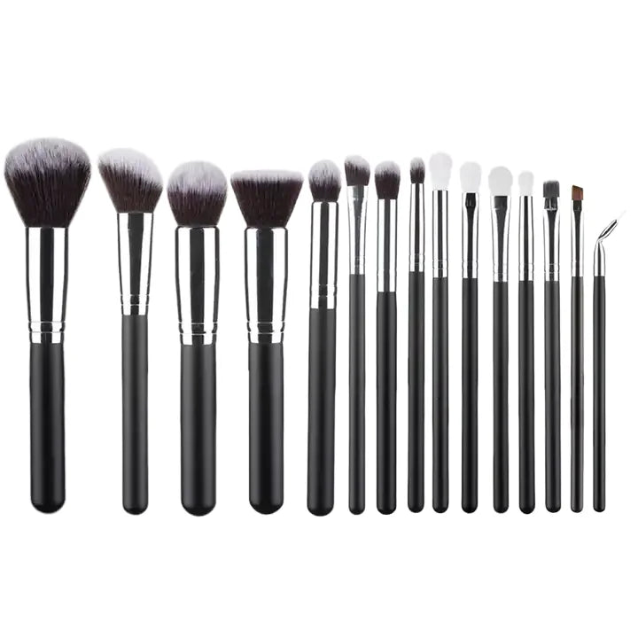 High Grade 12-Piece Makeup Brush Set with Goat Hair Fan Brush Double Eyebrow Pencil-Wood Handle Embossed Logo