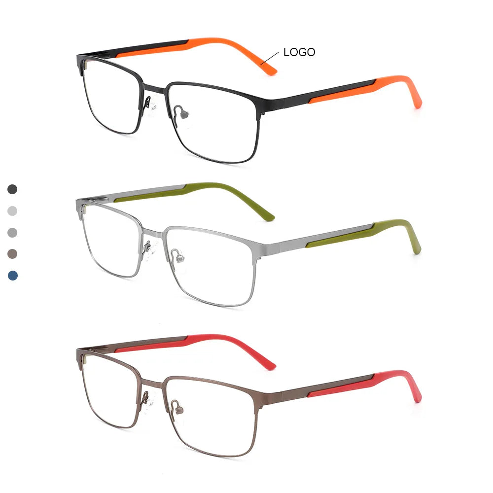 2025 Latest Trend Unisex Vintage Square Metal Frame Glasses with Durable Rubber Temples for Youth Sport & Business Elegance