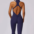 One Piece Yoga Jumpsuit for Women High Elastic Spandex Hollow Out Zipper Front Sleeveless V-cut Scrunch Butt Bodysuit Fitness