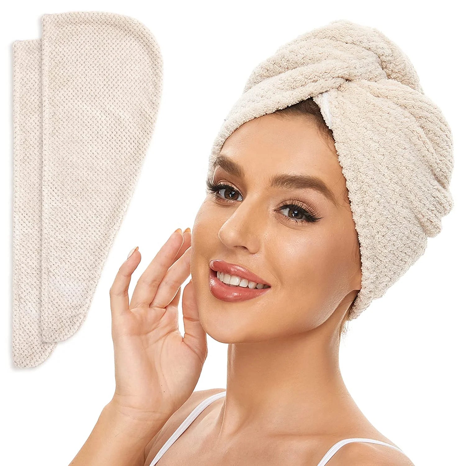 Women's White Hair Wrap Towel - Hair Drying Towel Wrap Mothers Day Gift Hair Turban Wrap