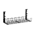 Black Metal Under-Desk Storage Basket-Adjustable Hanging OrganizerMulti-Compartment Rack for Office Tool/Pen/Stationery Storage
