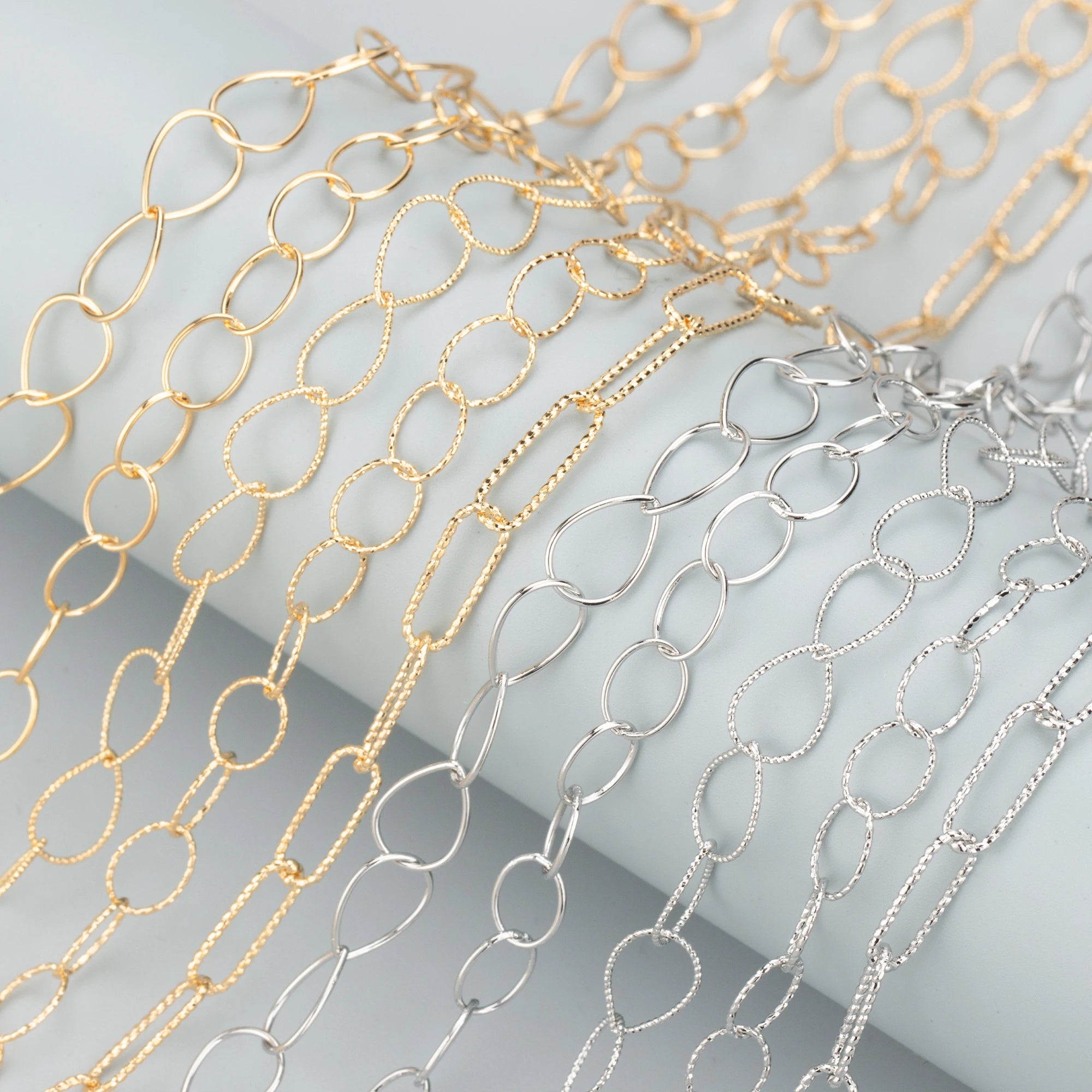 C304 1m/lot DIY Chain Nickel-Free 18k Gold & Rhodium Plated Copper Jewelry Bracelet & Necklace Making Findings