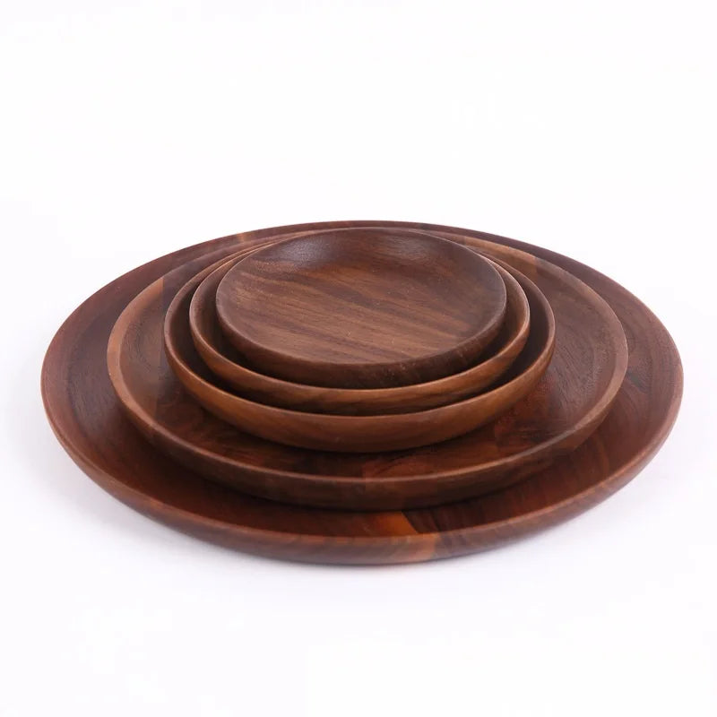 Wholesale Nordic Eco-Friendly Wooden Dinnerware Set with Serving Trays and Bowls Handpainted Snacks Plates for Party Service