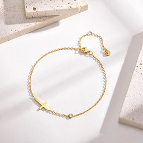 Minimalist Zircon Cross Anklet 18K Gold Plated Anklet Stainless Steel Anklets for Women