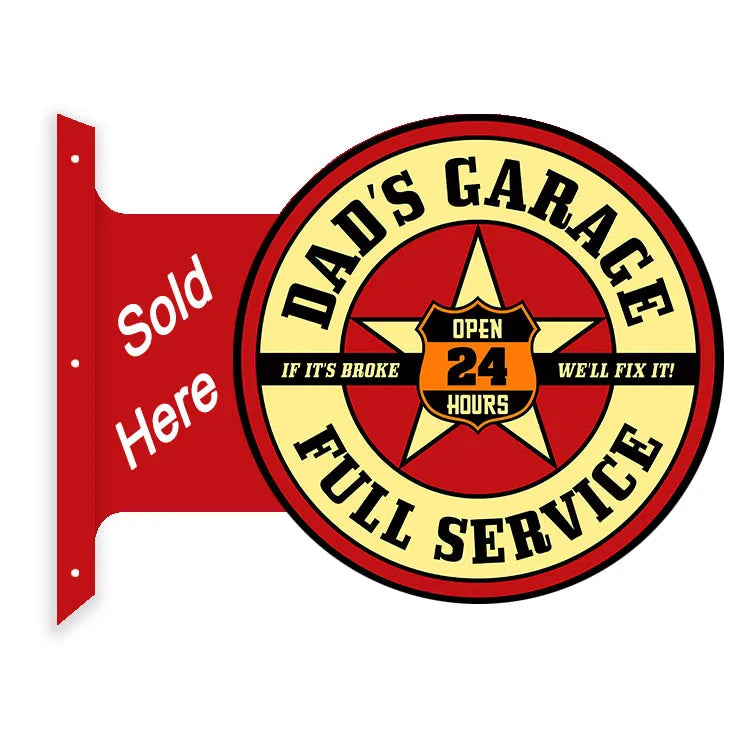 Double Side UV Printing Vintage Classic Metal Flange Sign Man Cave Garage Wall Decor Metal Sign Customized Wholesales Tin Sign