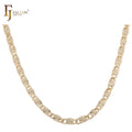 1.8mm+ FJ Fallon Fashion Jewelry Classic Solid Snail Link Sunburst Hammered Chain Plated in 14K Gold Brass Split