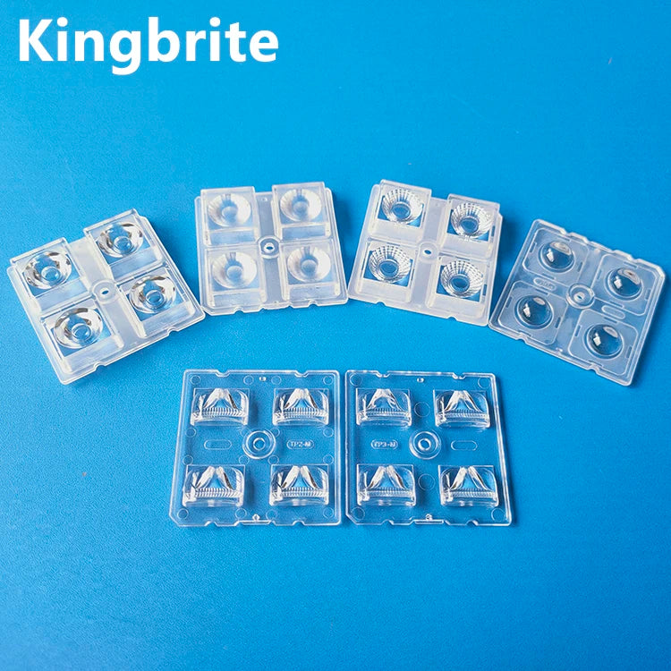 49.9x8.49mm 4pcs 3535 Led Lens PC 2X2 15 30 60 Degree Optics Type2 Type3 Street Light Led Lens Kingbrite KB-SL4W-TP2M