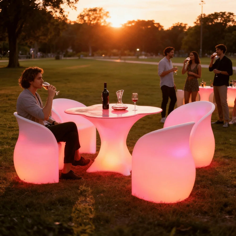 Modern Portable LED Cocktail Bar Luminous Plastic Mobile Counter for Hotels Contemporary Design