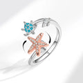 Starfish Fidget Anxiety Ring for Women Spin Relief Anxiety Open Ring Turtle Star Zircon Ring Anillos Anti Ansiedad