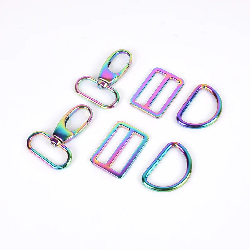 Wholesale rainbow Metal d Ring Buckle Swivel Snap Hooks Slider Adjuster Buckle for Sale