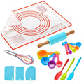 19-Piece Silicone Rolling Pin and Kneading Pad Set Non-Stick Food Flour Stick for Baking Children-Friendly Cooking Tool Suit