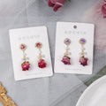 HOVANCI Valentine's Day Jewelry Delicate Dried Flower Drop Earring Gold Plated Geometric Rose Flower Earring for Girls